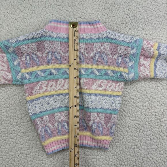 Vtg 80s Ballet Sweater Pullover Girls 2T ? Pastel Metallic Thread Ballerina AOP - Picture 6 of 6